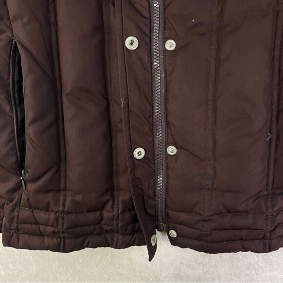 ATHLETIC WORKS Down Puffer Vest Womens L Darkest Brown Front Zip Pockets Hiking - Picture 8 of 15